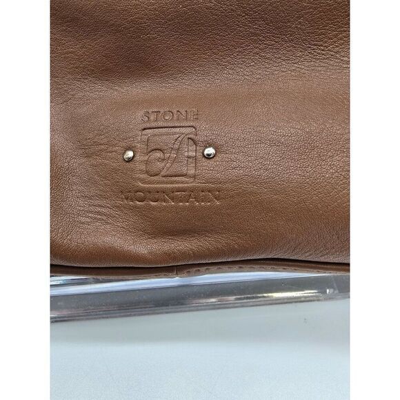Stone Mountain Brown Leather Shoulder Bag With Keychain Accent & Zipper Pocket - Picture 6 of 12